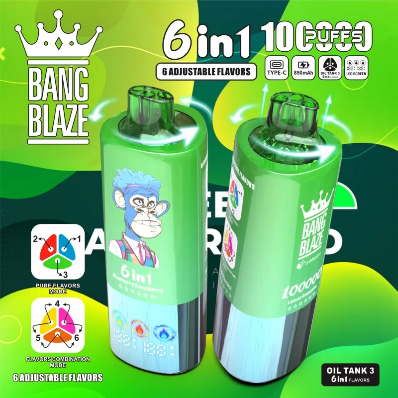 Bang Blaze 100000 Puffs 100K 6 dalam 1 Borong Vape